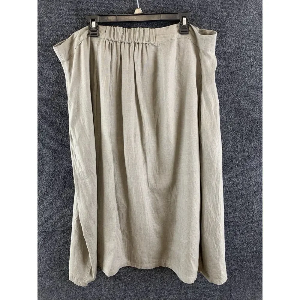 Reistor 100% Hemp Wrap Midi Skirt Sage Green Boho Women's Size 2XL Eco-Friendly